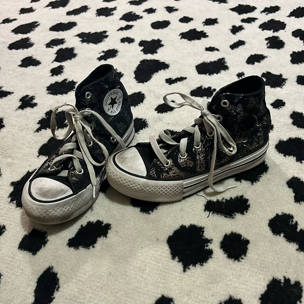 Converse Kids Black with Gold and Silver Design Hightops